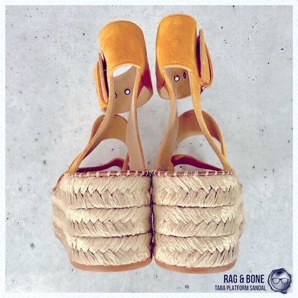 RAG & BONE TARA ESPADRILLE PLATFORM SANDAL MARIGOLD SUEDE WOMEN’S SIZE 7 YELLOW - Picture 10 of 16